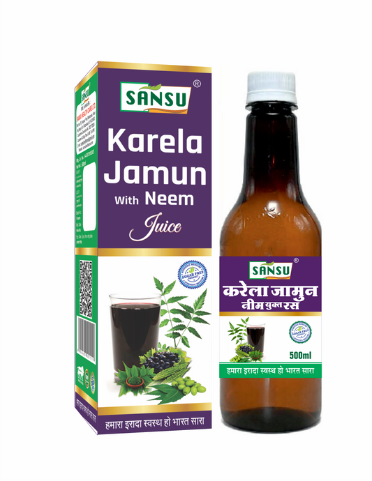 SANSU Karela Jamun Neem Juice | Diabetes Care | Controls Blood Sugar Naturally | 100% Pure Herbal Juice - 500 ML (500ml)