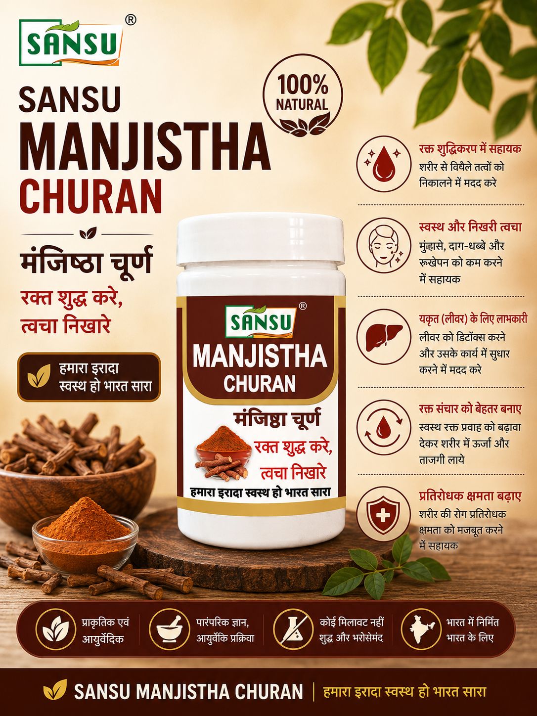 Sansu Manjistha Churn 100GM ( Pack of 2)