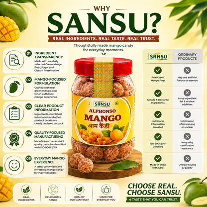 Sansu Mango Candy | Vegetarian | No Transfat | Sweet Candies 200 gm (Pack of 2)