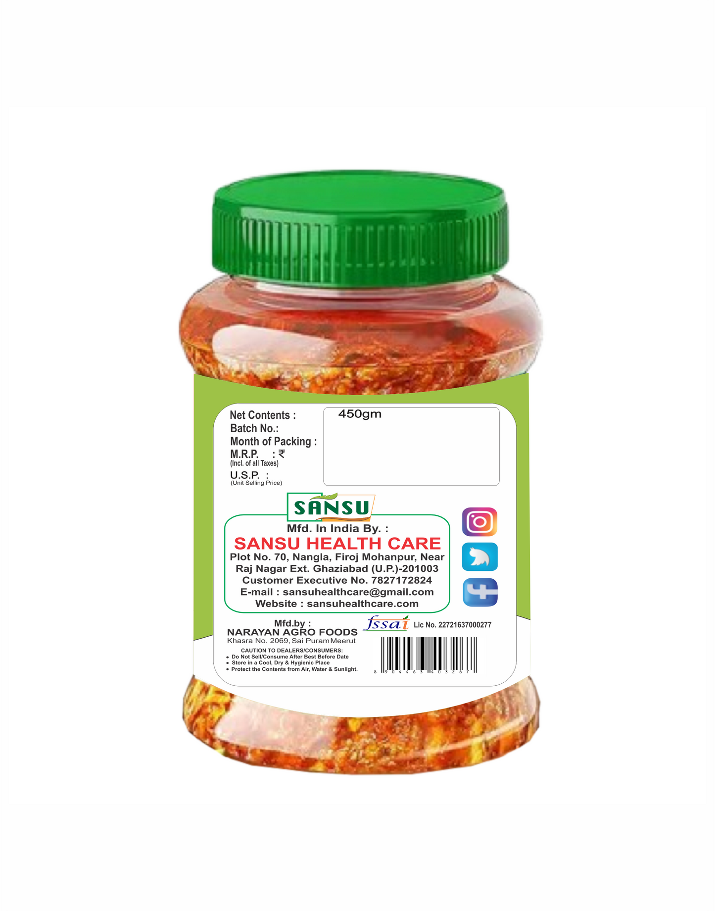 SANSU MANGO PICKLE 500 GM ( PACK OF 3)