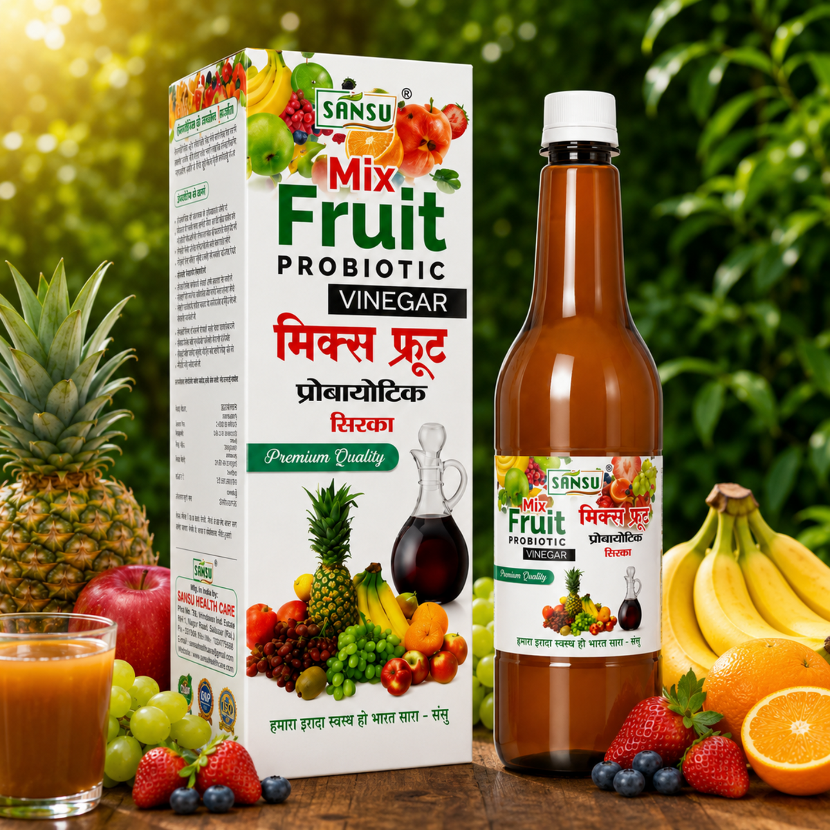 Sansu Mix Fruit Probiotic Vinegar | Premium Quality Vinegar (500 ml)