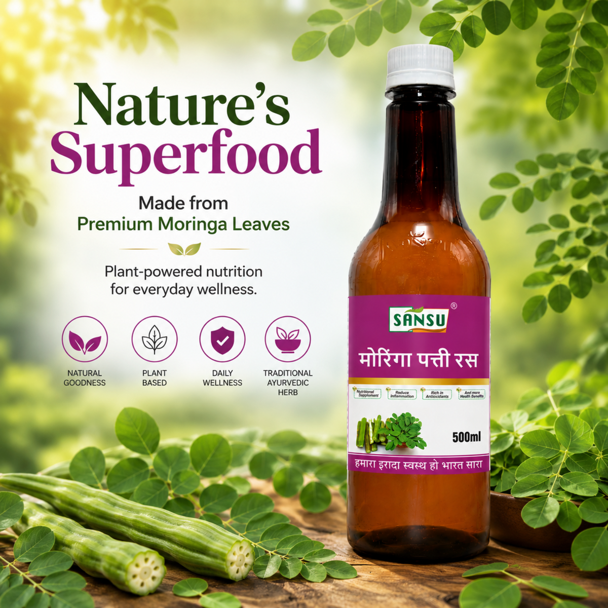 Sansu Moringa leaf Juice 500 ml