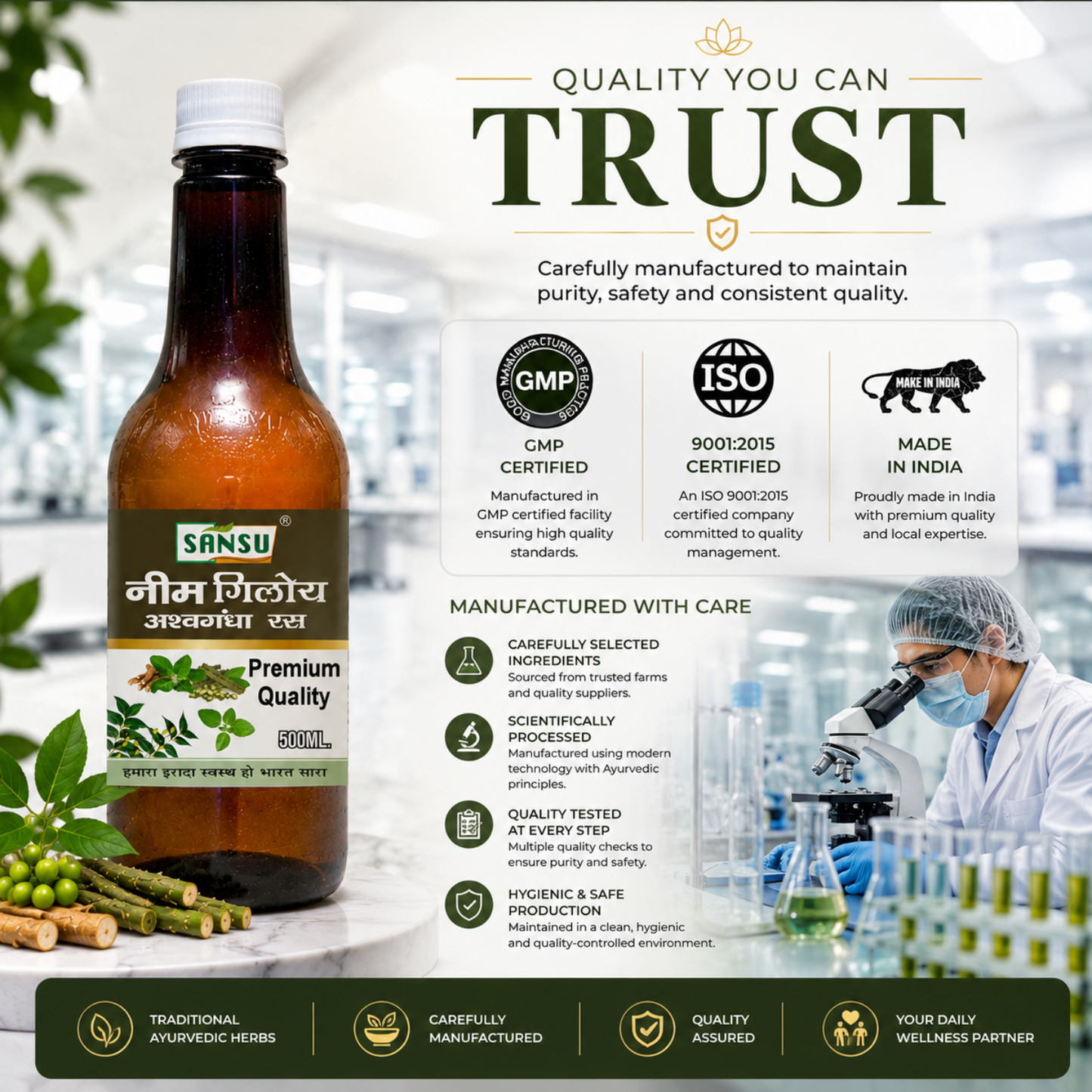 Sansu Neem Giloy Ashwagandha Juice (500 ml)