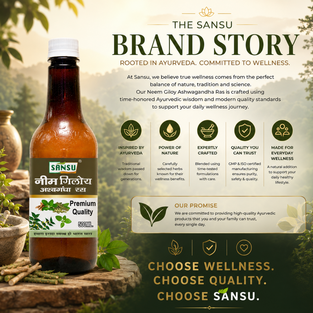 Sansu Neem Giloy Ashwagandha Juice (500 ml)