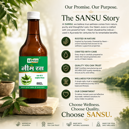 Sansu Neem Juice / Ras | Good for Health Hair and Skin | Boosts Immunity | Helpful in Digestion | 100% Natural (500 ml)