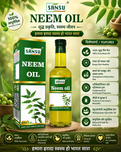 SANSU Neem Oil for Hair & Skin (Pack of 2) [50mlx2]