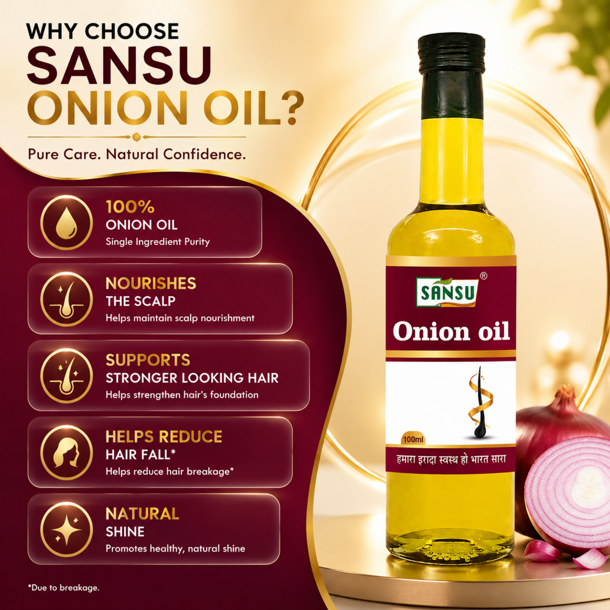 Sansu Onion Oil (100 ml) Pack of 2