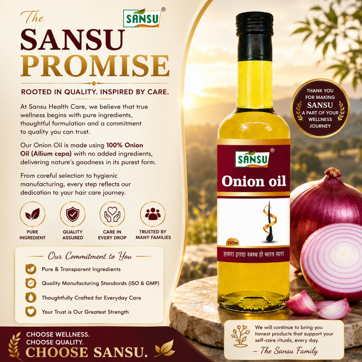 Sansu Onion Oil (100 ml) Pack of 2