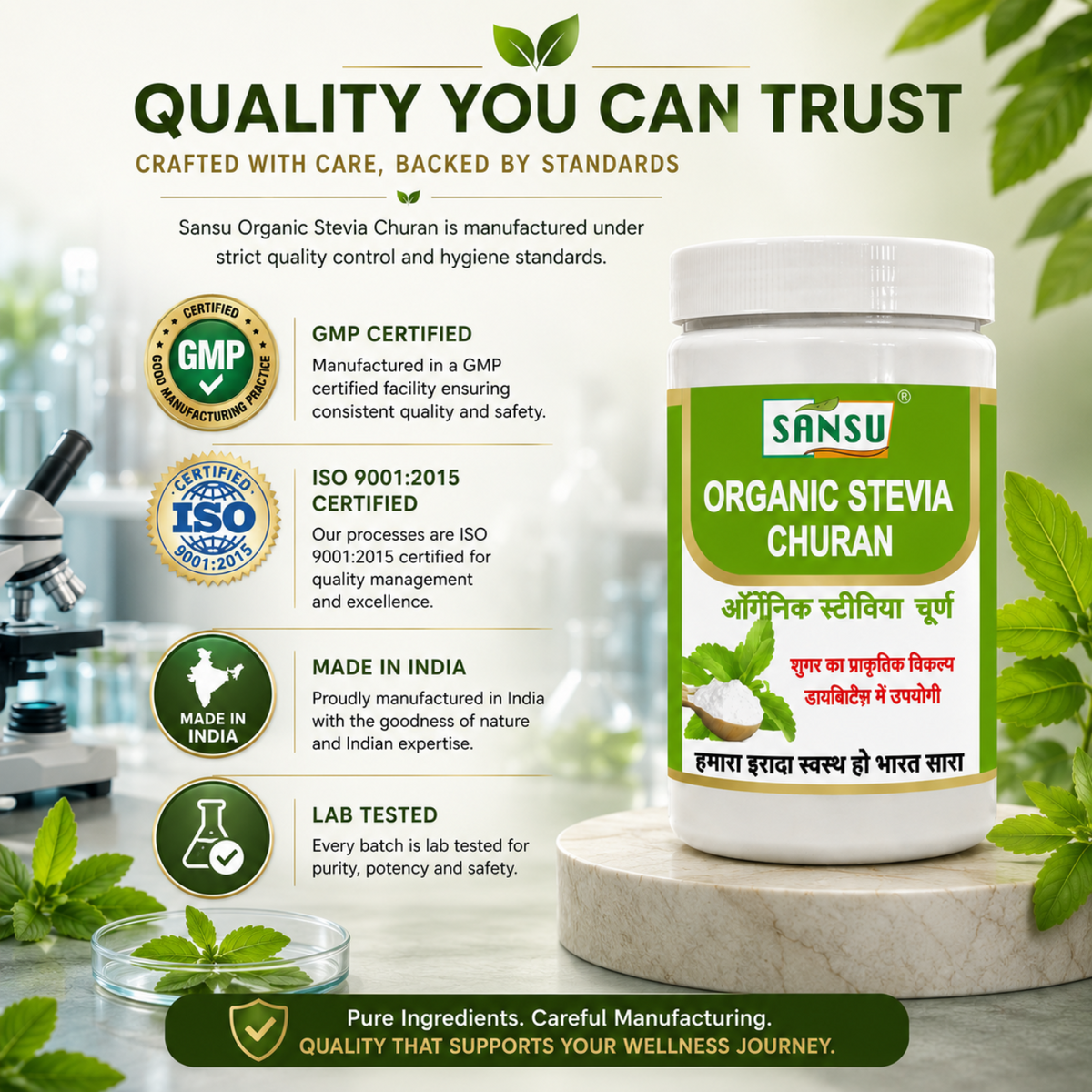 Sansu Organic Stevia Churan 100 Gm (Pack of 2)
