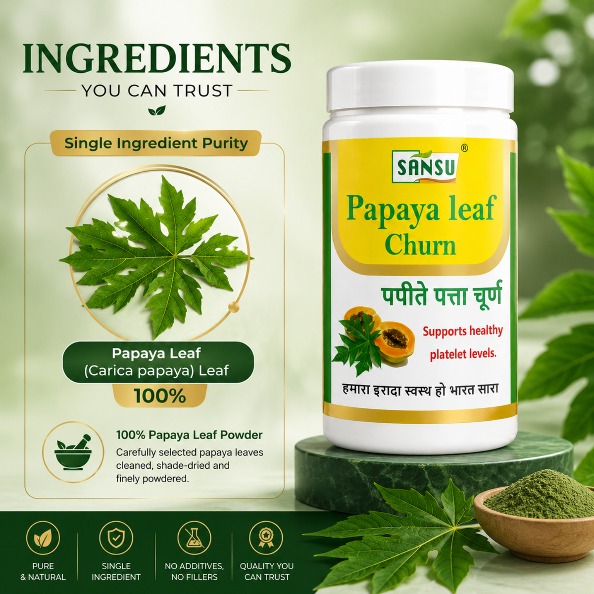 Sansu Papaya Leaf Churan 100 gm (Pack Of 2)