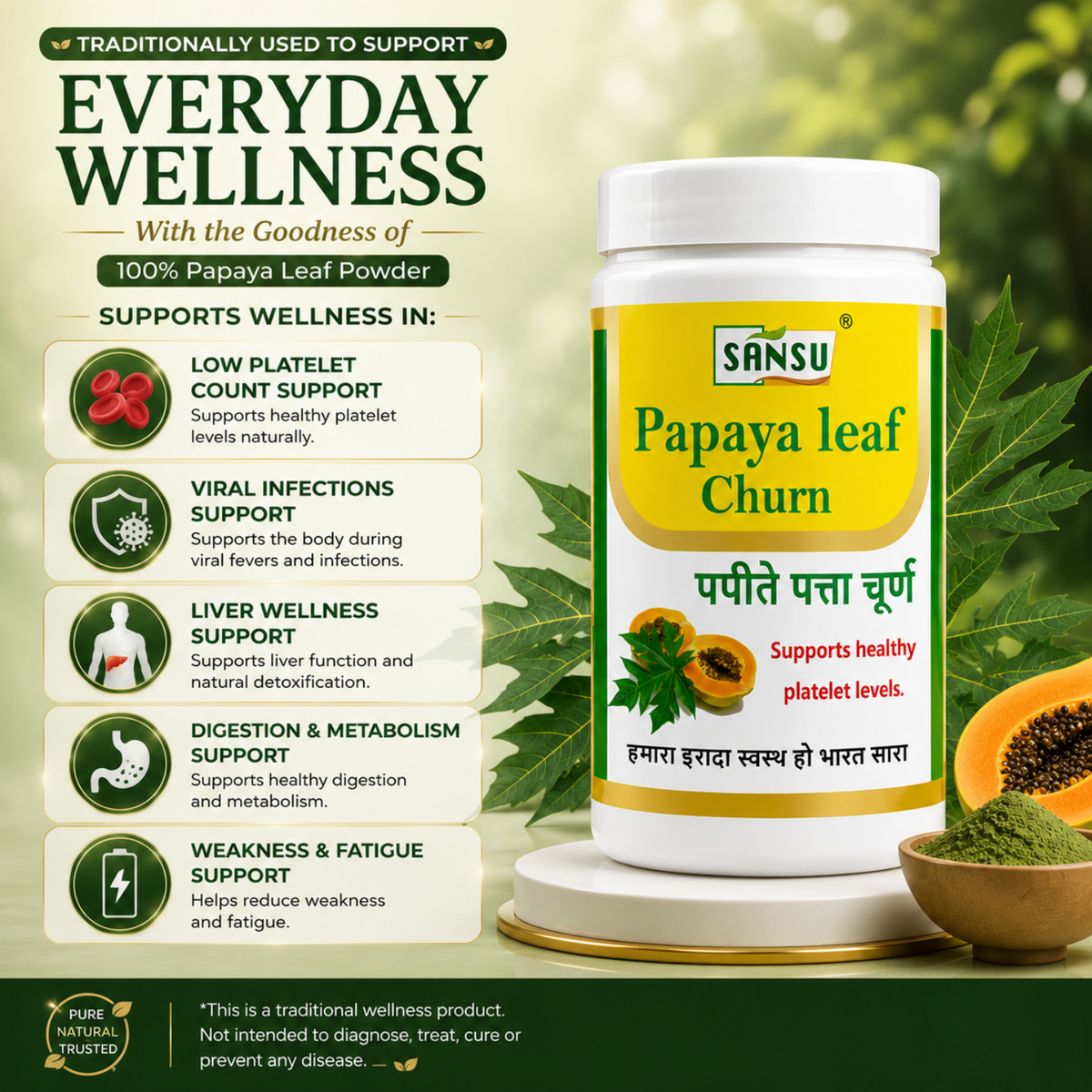 Sansu Papaya Leaf Churan 100 gm (Pack Of 2)