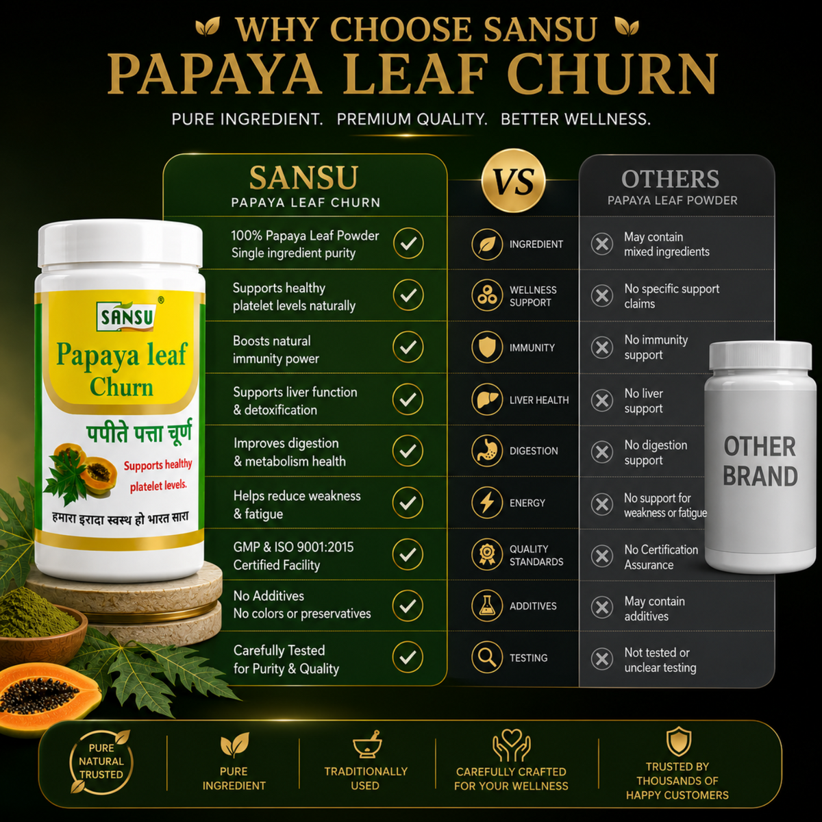 Sansu Papaya Leaf Churan 100 gm (Pack Of 2)