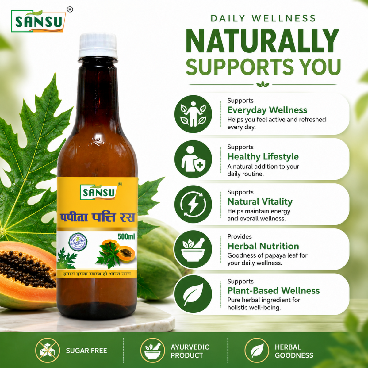 Sansu Papaya Leaf Juice (500 ml)