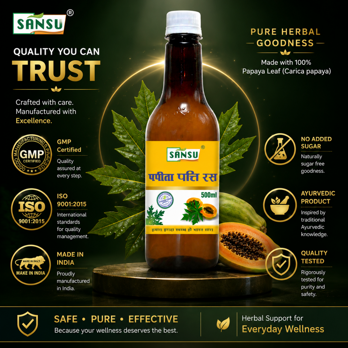 Sansu Papaya Leaf Juice (500 ml)