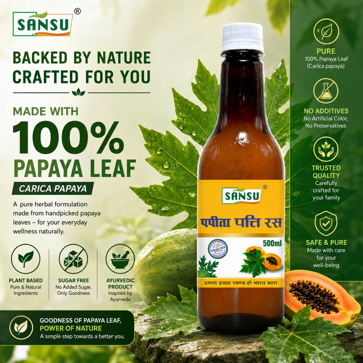 Sansu Papaya Leaf Juice (500 ml)