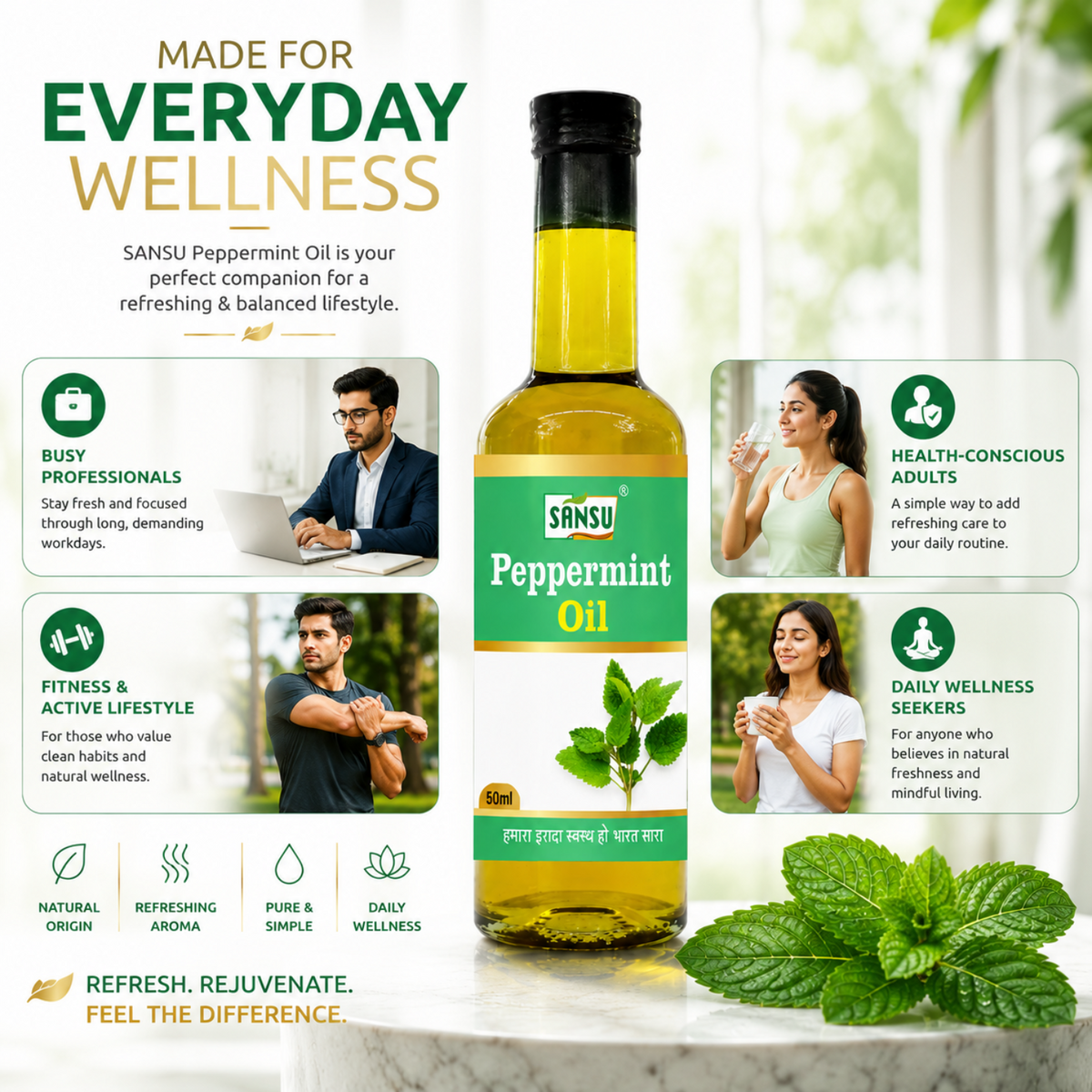 Sansu Pappermint Oil 50 ml (Pack of 2)