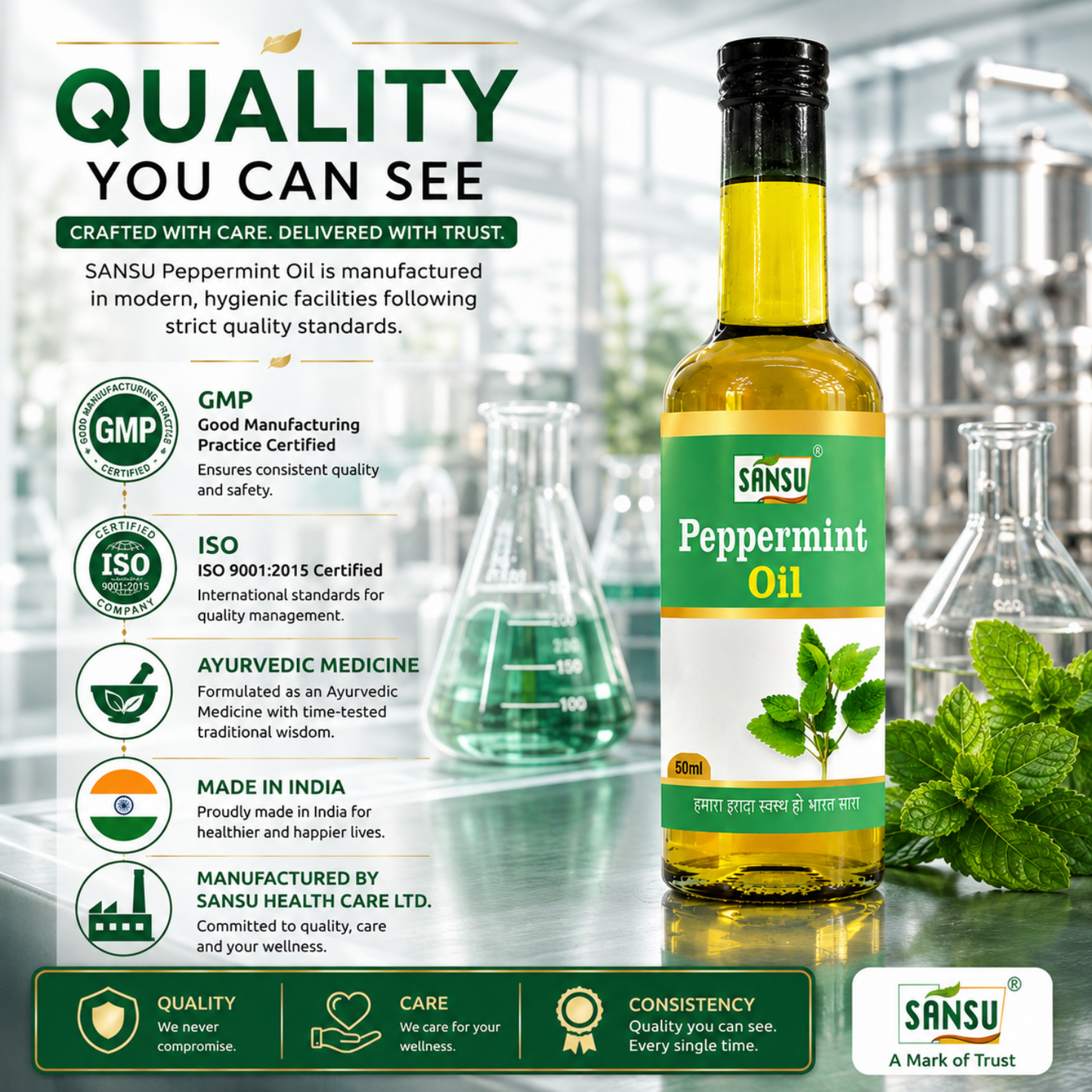 Sansu Pappermint Oil 50 ml (Pack of 2)