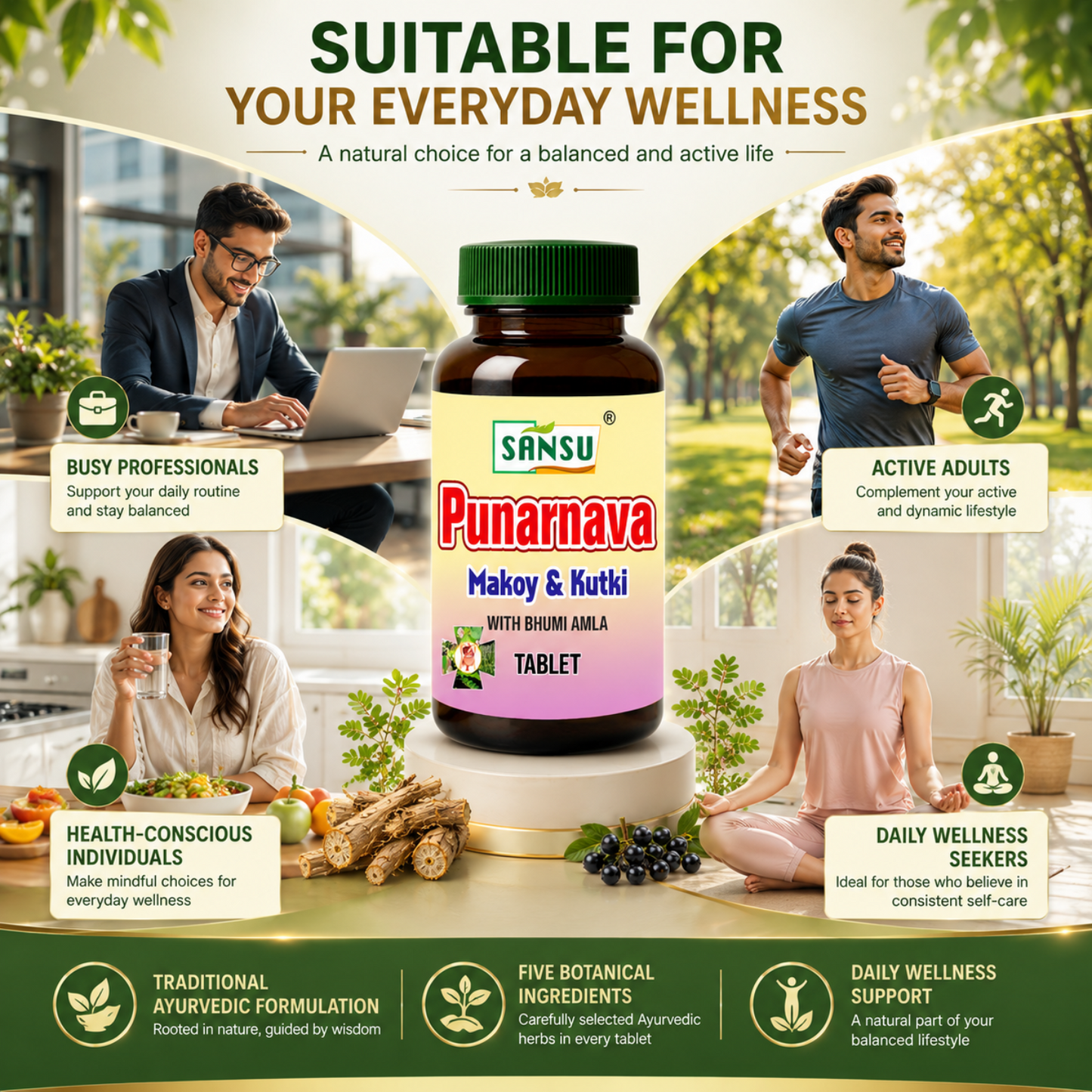 Sansu Punarnava Makoy Kutki With Bhumi Amla tablet (60Tab)