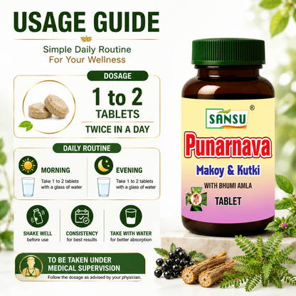Sansu Punarnava Makoy Kutki With Bhumi Amla tablet (60Tab)
