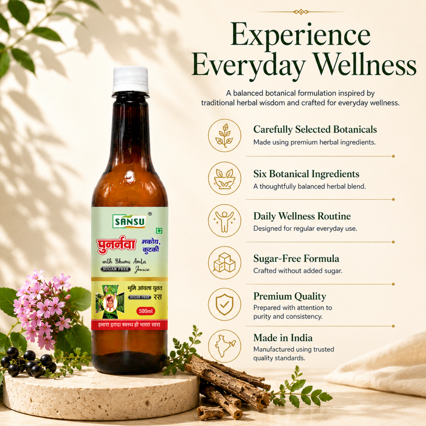 SANSU Punarnava Makoy & Kutki with Bhumi Amla Juice – 500 ml