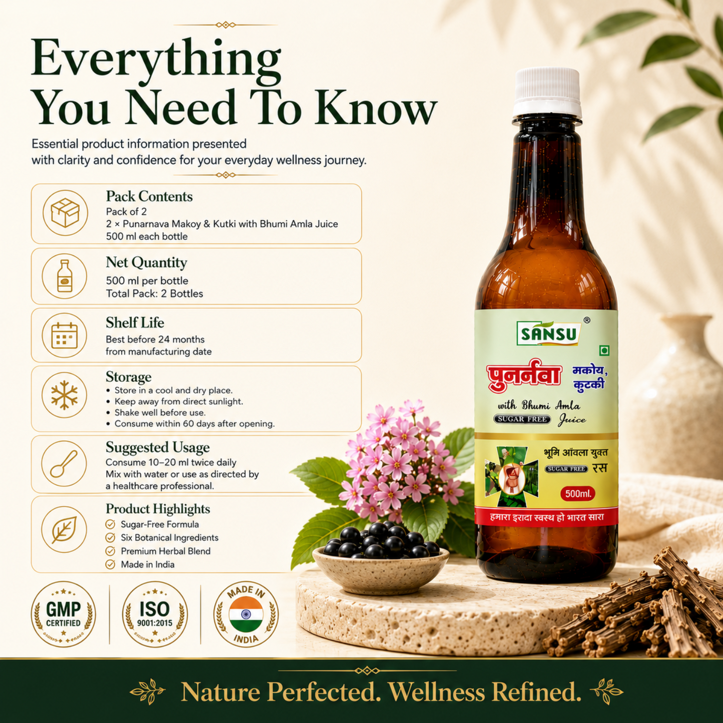 SANSU Punarnava Makoy & Kutki with Bhumi Amla Juice – 500 ml