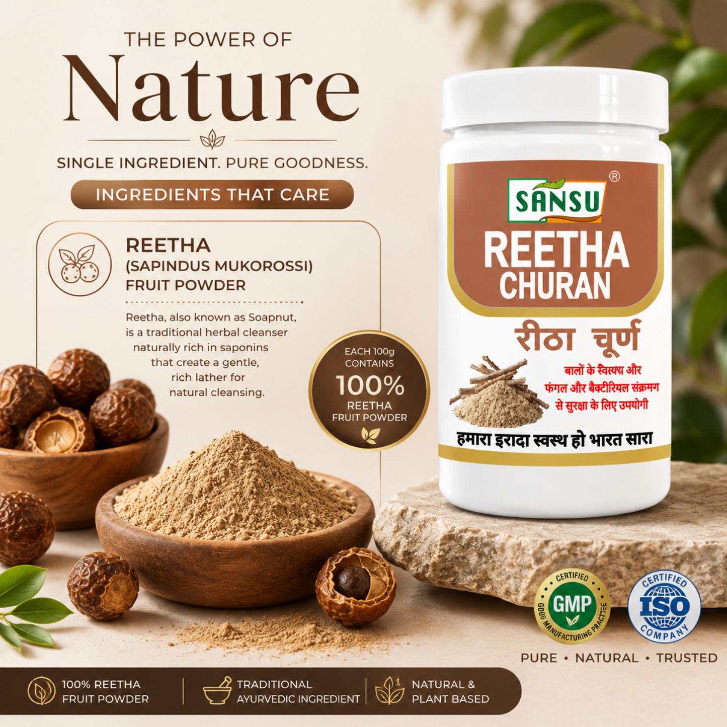 Sansu Reetha Powder 100 GRAM (Pack Of 2)