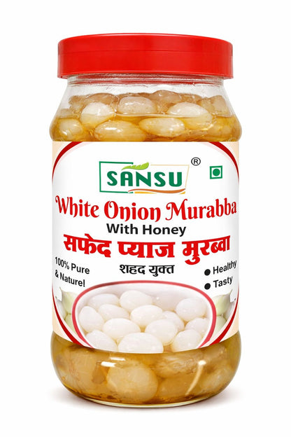 SANSU Homemade Organic White Onion Murabba with Honey" Good for Health | Natural Immunity Booster | (500 Gram)