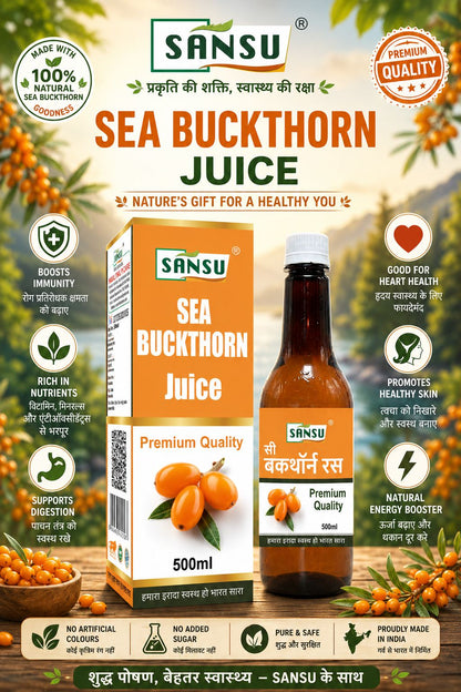 SANSU Sea- Buckthorn Juice Immunity Booster, Rich in Vitamins (500 ML)