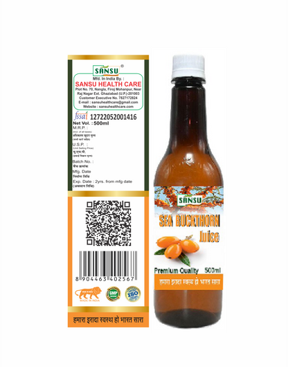 SANSU Sea- Buckthorn Juice Immunity Booster, Rich in Vitamins (500 ML)