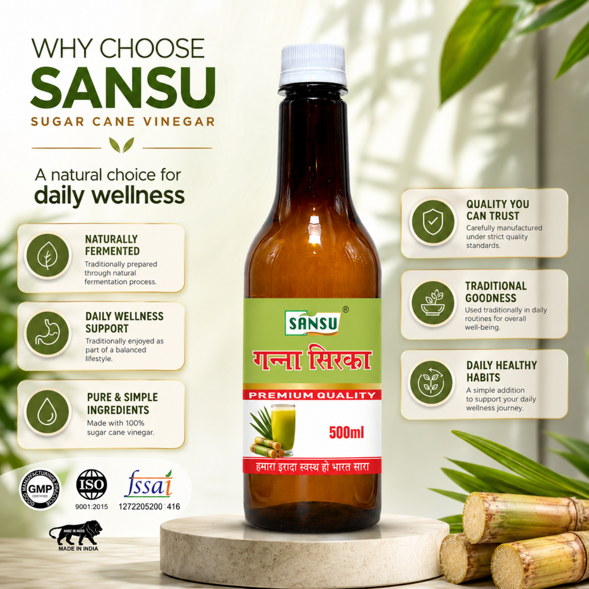 Sansu Sugarcane Vinegar (500 ml)