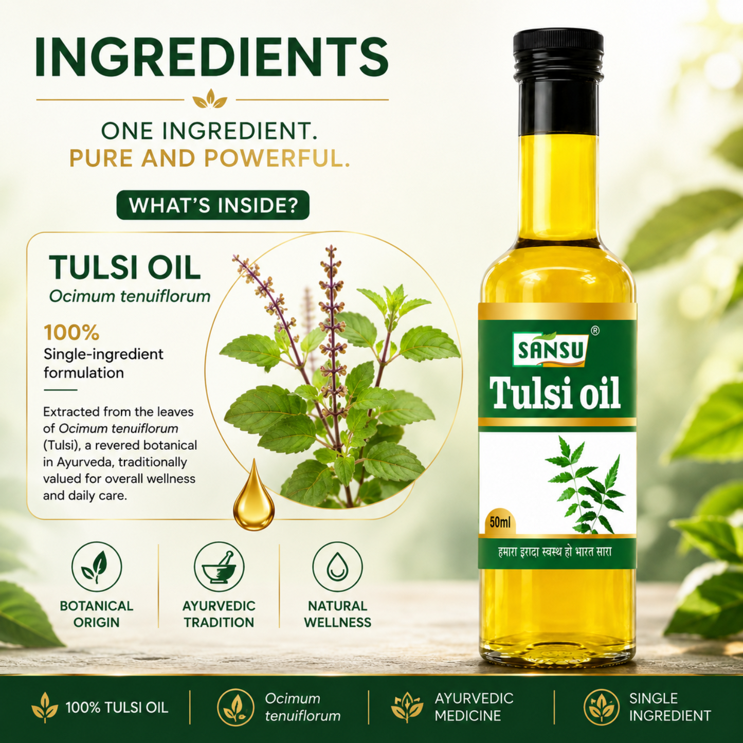 Sansu Tulsi Oil 50 ml (Pack of 2)