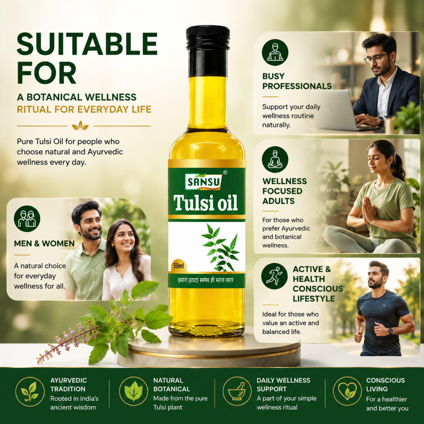 Sansu Tulsi Oil 50 ml (Pack of 2)