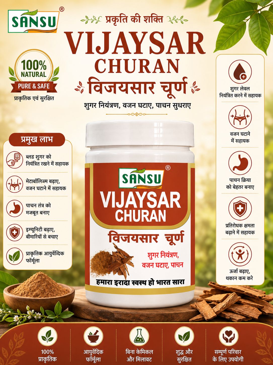 Sansu Vijaysar churn 100Gm ( Pack of 2)