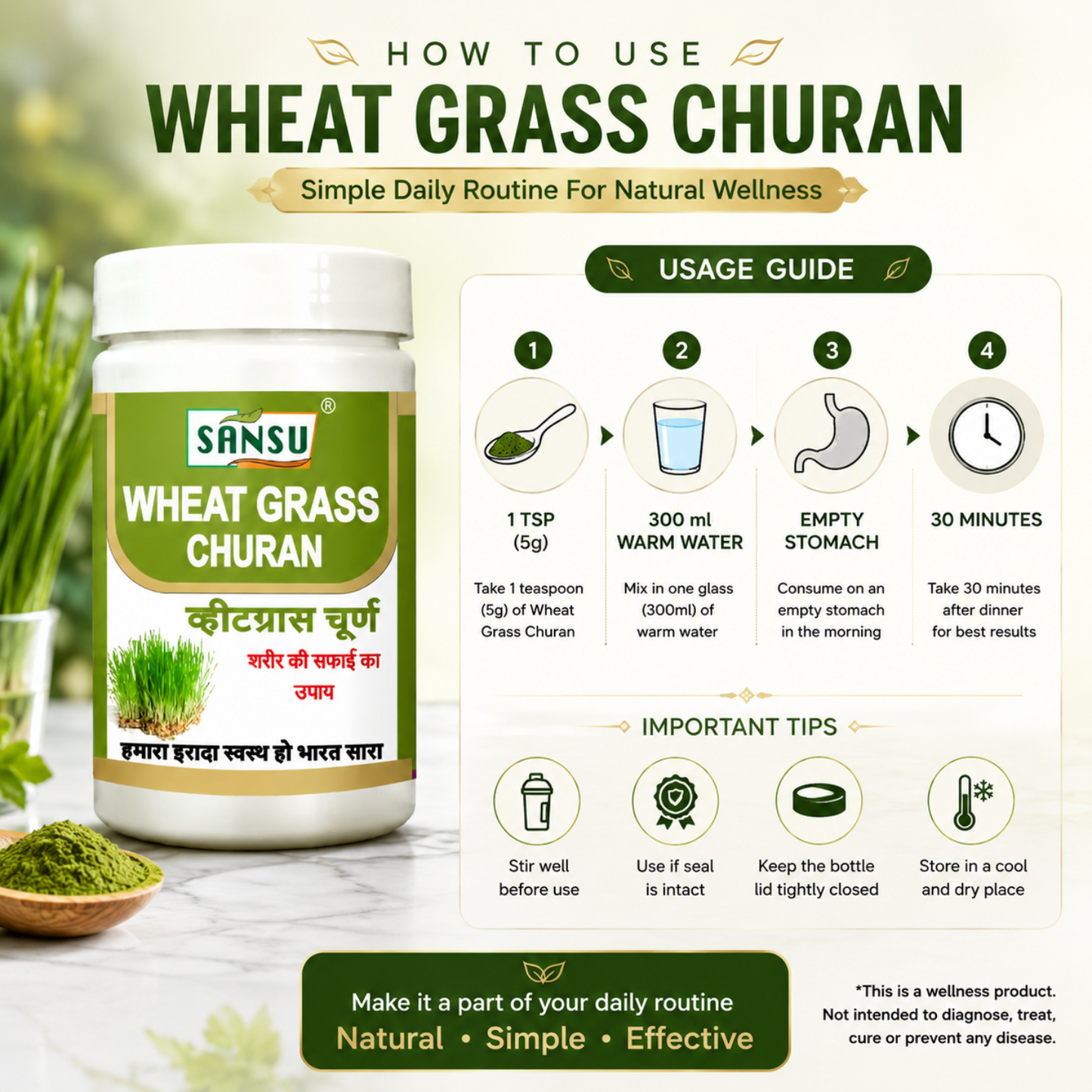 Sansu Wheat Grass Churan 100 Gm (Pack of 2)