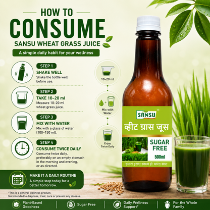 Sansu Wheat Grass Juice | Good For Immunity | 100% Natural (500 ml)