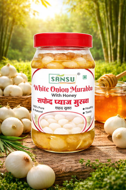SANSU Homemade Organic White Onion Murabba with Honey" Good for Health | Natural Immunity Booster | (500 Gram)