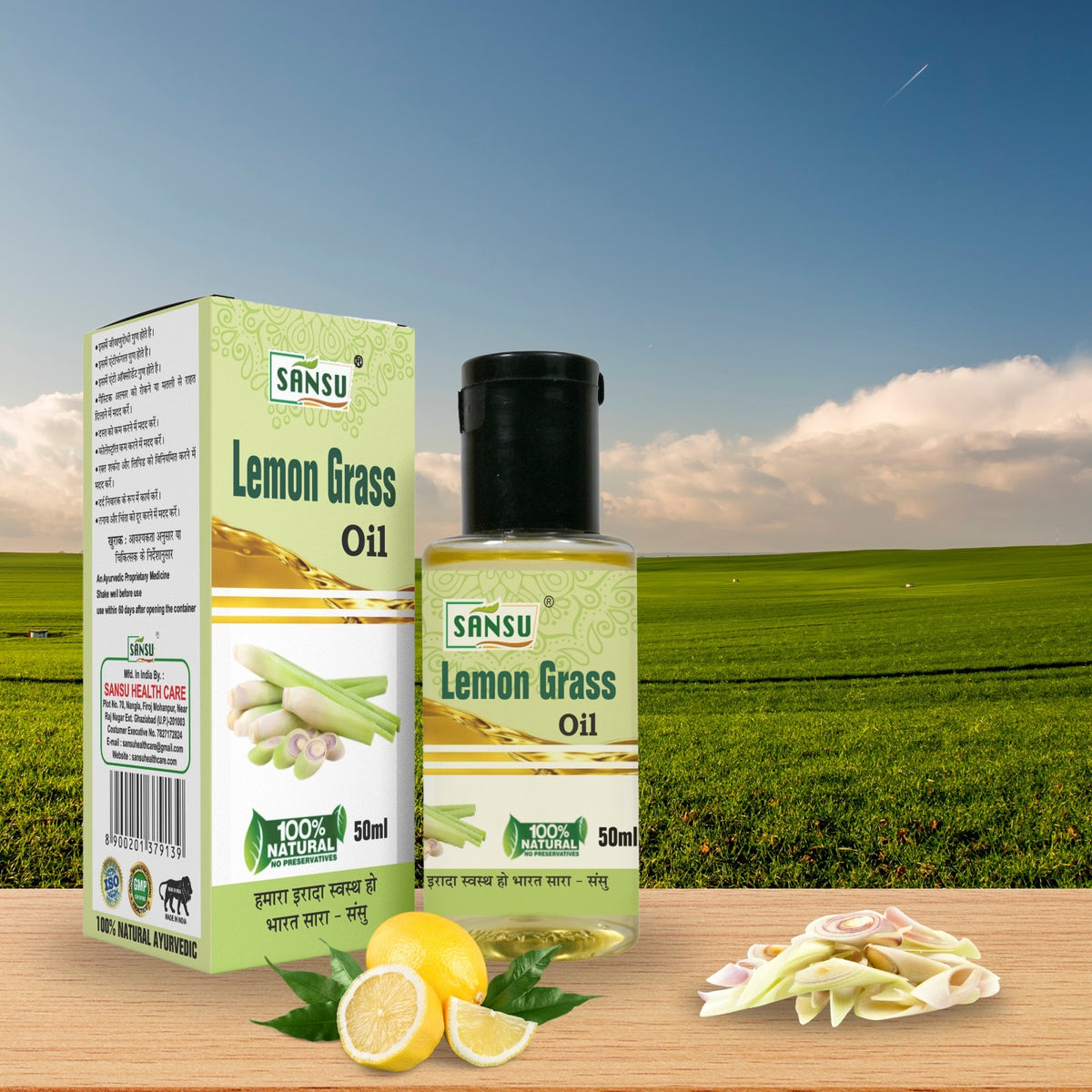 SANSU Lemon Grass Oil Essential oil for Skin & Hair care (Pack of 2)