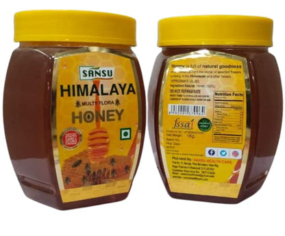 SANSU Pure Himalaya Multi Flora Honey, 100% Purity, No Added Sugar 1kg (Pack of 3)