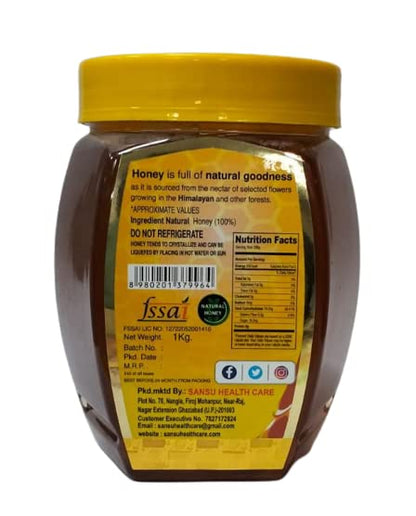 SANSU Pure Himalaya Multy Flora Honey, 100% Purity, No Added Sugar 1kg (Pack of 2)