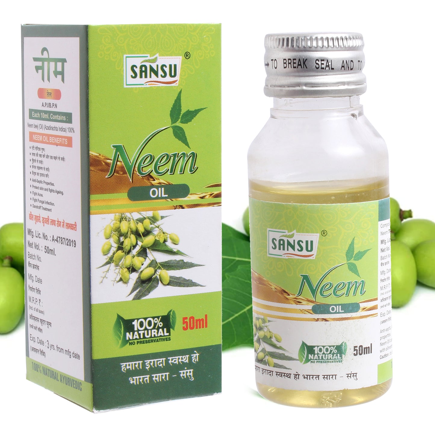SANSU Neem Oil for Hair & Skin (Pack of 2) [50mlx2]